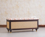 Boston Solid Wood Rattan Storage Trunk Box With Seating Cushion - Trunks & Cabinets - Furniselan - Grey Finish

