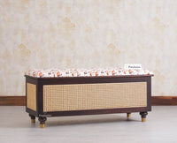 Boston Solid Wood Rattan Storage Trunk Box With Seating Cushion - Trunks & Cabinets - Furniselan - Grey Finish
