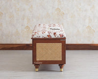 Boston Solid Wood Rattan Storage Trunk Box With Seating Cushion - Trunks & Cabinets - Furniselan Brown-Finish