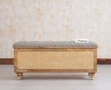 Boston Solid Wood Rattan Storage Trunk Box With Seating Cushion - Trunks & Cabinets - Furniselan - Natural Finish