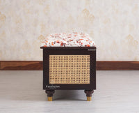 Boston Solid Wood Rattan Storage Trunk Box With Seating Cushion - Trunks & Cabinets - Furniselan - Grey Finish
