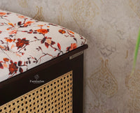 Boston Solid Wood Rattan Storage Trunk Box With Seating Cushion - Trunks & Cabinets - Furniselan - Grey Finish
