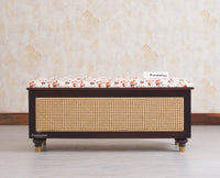 Boston Solid Wood Rattan Storage Trunk Box With Seating Cushion - Trunks & Cabinets - Furniselan - Grey Finish
