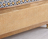 Boston Solid Wood Rattan Storage Trunk Box With Seating Cushion - Trunks & Cabinets - Furniselan - Natural Finish