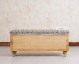 Boston Solid Wood Rattan Storage Trunk Box With Seating Cushion - Trunks & Cabinets - Furniselan - Natural Finish