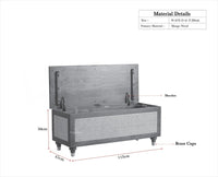 Boston Solid Wood Rattan Storage Trunk Box With Seating Cushion - Trunks & Cabinets - Furniselan - Grey Finish
