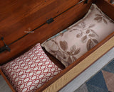Boston Solid Wood Rattan Storage Trunk Box With Seating Cushion - Trunks & Cabinets - Furniselan -Brown-Finish