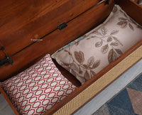 Boston Solid Wood Rattan Storage Trunk Box With Seating Cushion - Trunks & Cabinets - Furniselan Brown-Finish