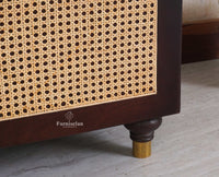 Boston Solid Wood Rattan Storage Trunk Box With Seating Cushion - Trunks & Cabinets - Furniselan - Grey Finish
