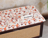 Boston Solid Wood Rattan Storage Trunk Box With Seating Cushion - Trunks & Cabinets - Furniselan - Grey Finish
