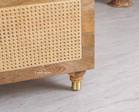 Boston Solid Wood Rattan Storage Trunk Box With Seating Cushion - Trunks & Cabinets - Furniselan - Natural Finish