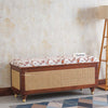 Boston Solid Wood Rattan Storage Trunk Box With Seating Cushion - Trunks & Cabinets - Furniselan Brown-Finish