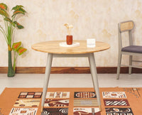 Boston Solid Wood Rattan Cane Round Dining Table Four Seater Set - Dining Set - Furniselan Cool-Grey