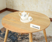 Boston Solid Wood Rattan Cane Round Dining Table Four Seater Set - Dining Set - Furniselan Natural Finish