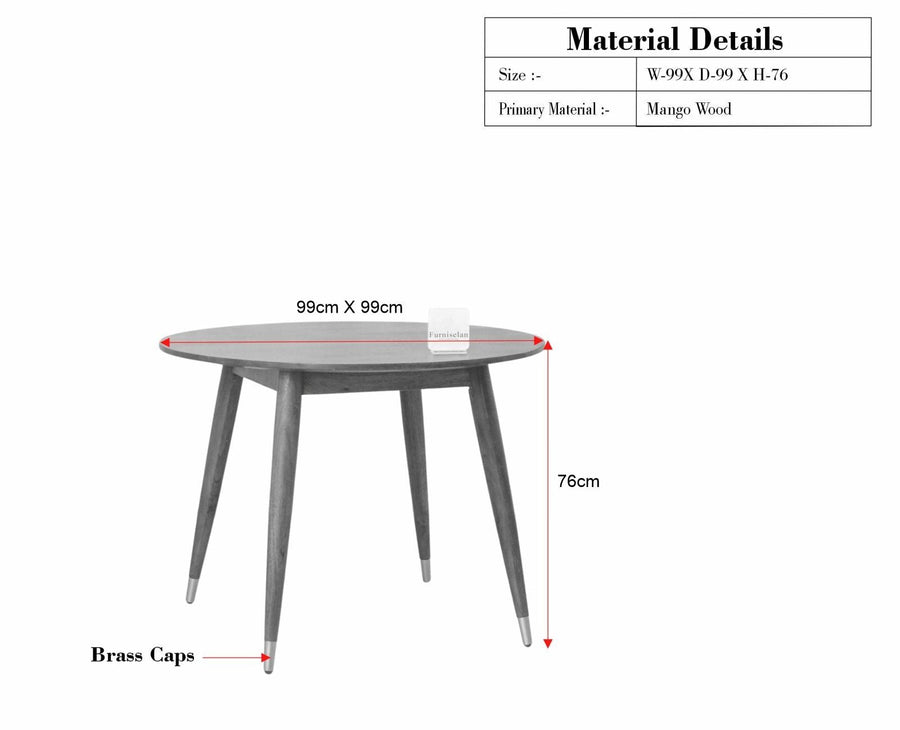 Boston Solid Wood Rattan Cane Round Dining Table Four Seater Set - Dining Set - Furniselan Cool-Grey
