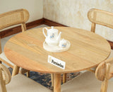 Boston Solid Wood Rattan Cane Round Dining Table Four Seater Set - Dining Set - Furniselan Natural Finish