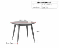 Boston Solid Wood Rattan Cane Round Dining Table Four Seater Set - Dining Set - Furniselan Silt-Green