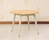 Boston Solid Wood Rattan Cane Round Dining Table Four Seater Set - Dining Set - Furniselan Silt-Green