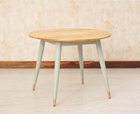 Boston Solid Wood Rattan Cane Round Dining Table Four Seater Set - Dining Set - Furniselan Silt-Green