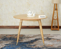 Boston Solid Wood Rattan Cane Round Dining Table Four Seater Set - Dining Set - Furniselan Natural Finish