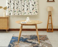 Boston Solid Wood Rattan Cane Round Dining Table Four Seater Set - Dining Set - Furniselan Natural Finish