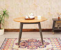 Boston Solid Wood Rattan Cane Round Dining Table Four Seater Set - Dining Set - Furniselan Slate-Grey