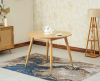 Boston Solid Wood Rattan Cane Round Dining Table Four Seater Set - Dining Set - Furniselan Natural Finish