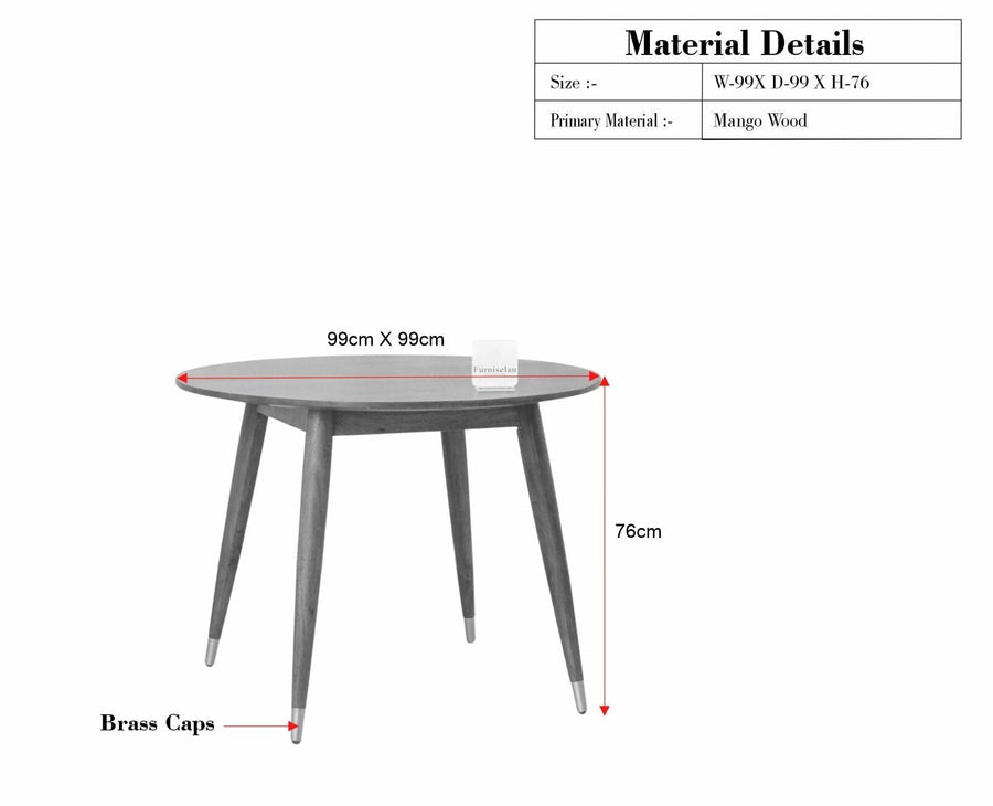 Boston Solid Wood Rattan Cane Round Dining Table Four Seater Set - Dining Set - Furniselan Natural Finish