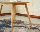 Boston Solid Wood Rattan Cane Round Dining Table Four Seater Set - Dining Set - Furniselan Natural Finish