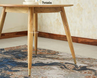 Boston Solid Wood Rattan Cane Round Dining Table Four Seater Set - Dining Set - Furniselan Natural Finish