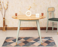 Boston Solid Wood Rattan Cane Round Dining Table Four Seater Set - Dining Set - Furniselan Silt-Green