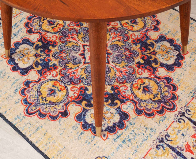 Boston Solid Wood Rattan Cane Round Dining Table Four Seater Set - Dining Set - Furniselan Brown-Finish