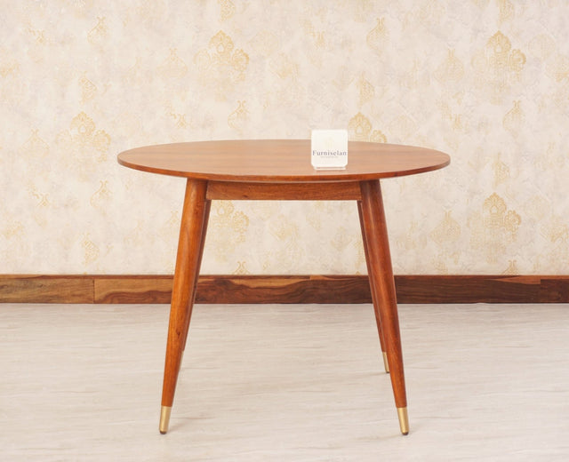 Boston Solid Wood Rattan Cane Round Dining Table Four Seater Set - Dining Set - Furniselan Brown-Finish