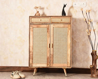 Boston Solid Wood Shoe Rack Cabinet - Sideboard - Furniselan - Natural-Finish