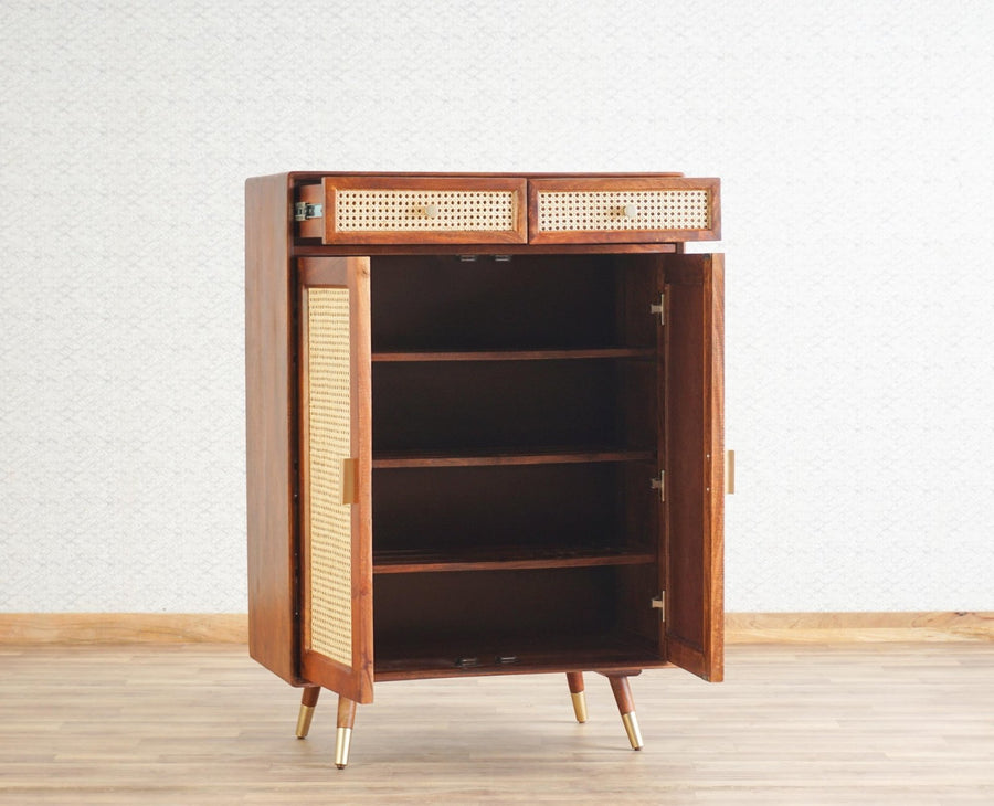 Boston Solid Wood Shoe Rack Cabinet Furniselan Brown-Finish