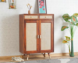 Boston Solid Wood Shoe Rack Cabinet Furniselan Brown-Finish