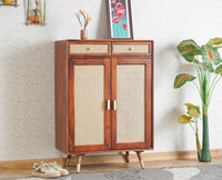 Boston Solid Wood Shoe Rack Cabinet Furniselan Brown-Finish