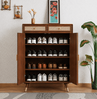 Boston Solid Wood Shoe Rack Cabinet Furniselan Brown-Finish