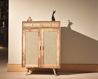 Boston Solid Wood Shoe Rack Cabinet - Sideboard - Furniselan - Natural-Finish