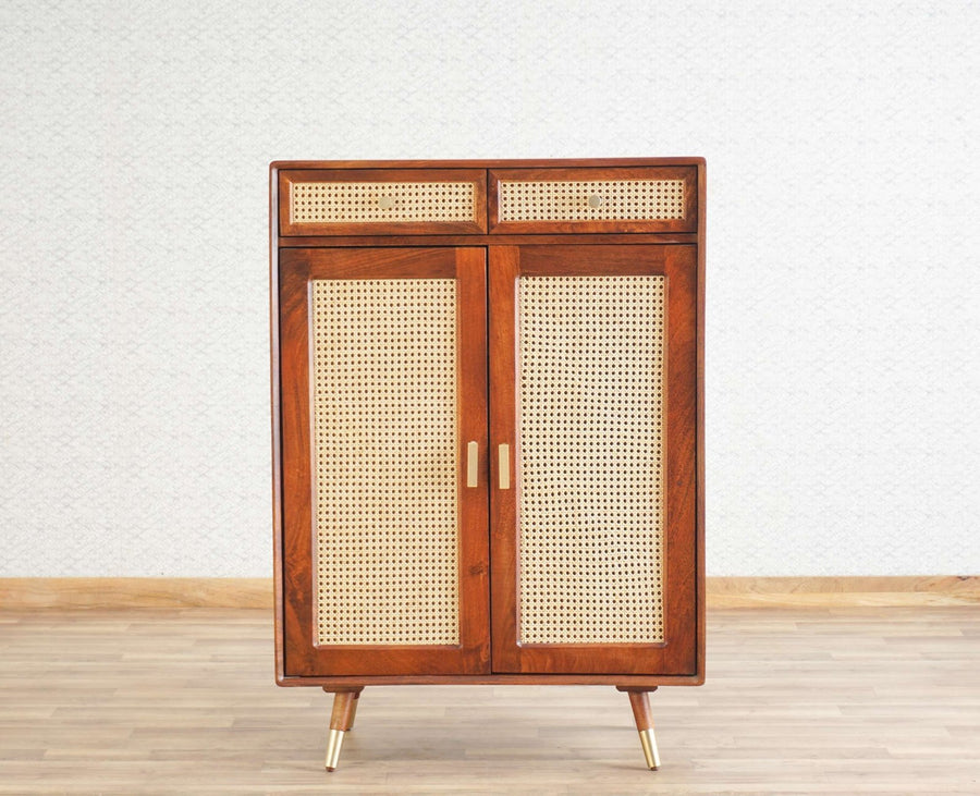 Boston Solid Wood Shoe Rack Cabinet Furniselan Brown-Finish
