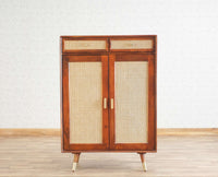 Boston Solid Wood Shoe Rack Cabinet Furniselan Brown-Finish