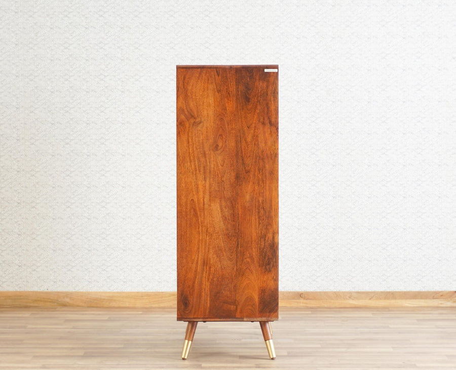 Boston Solid Wood Shoe Rack Cabinet Furniselan Brown-Finish