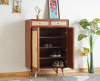 Boston Solid Wood Shoe Rack Cabinet Furniselan Brown-Finish