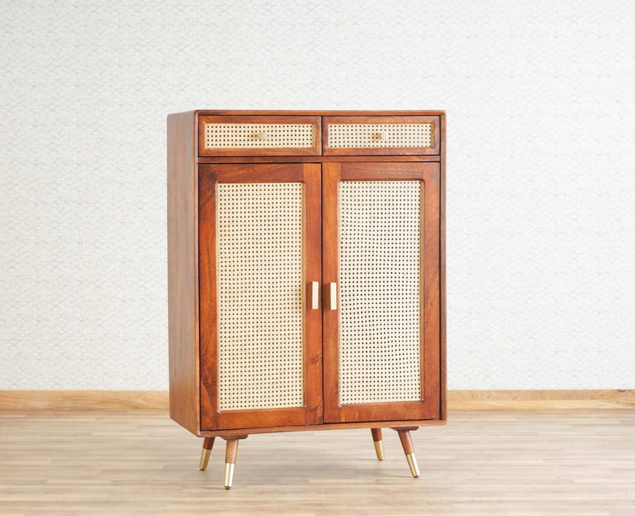 Boston Solid Wood Shoe Rack Cabinet Furniselan Brown-Finish