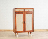 Boston Solid Wood Shoe Rack Cabinet Furniselan Brown-Finish