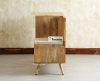 Boston Solid Wood Shoe Rack Cabinet With Seating Cushion Furniselan Natural Finish