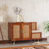 Boston Solid Wood Shoe Rack Cabinet With Seating Cushion - Sideboard - Furniselan Brown-Finish