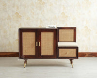 Boston Solid Wood Shoe Rack Cabinet With Seating Cushion Furniselan Grey Finish