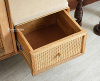 Boston Solid Wood Shoe Rack Cabinet With Seating Cushion Furniselan Natural Finish
