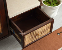 Boston Solid Wood Shoe Rack Cabinet With Seating Cushion Furniselan Grey Finish